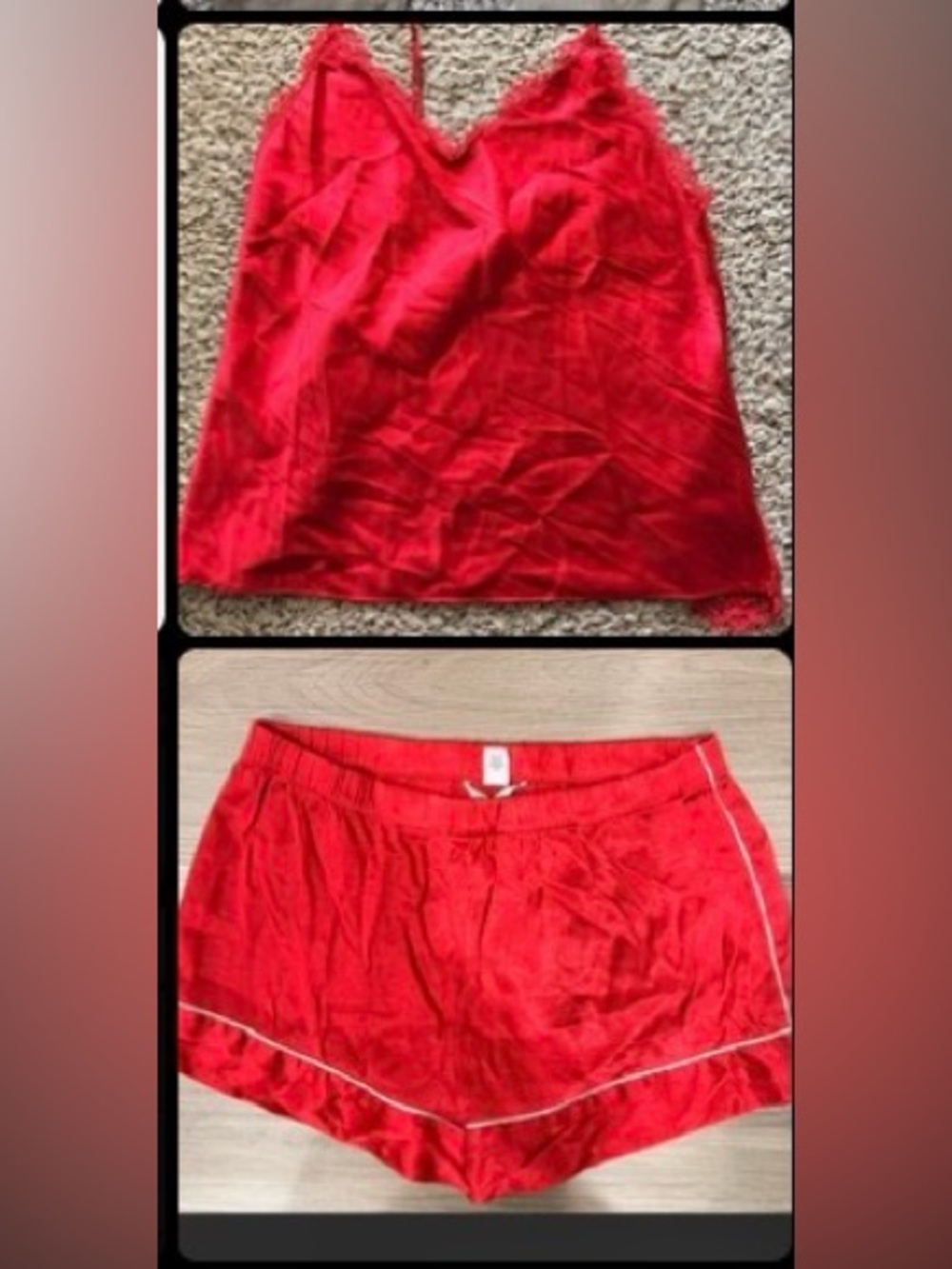 Victoria's Secret Red romantic Lace cami shorts set
